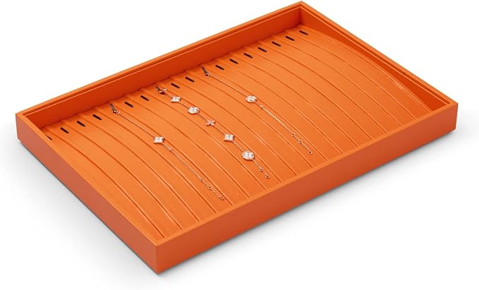 Oirlv Luxury Leather Jewelry Tray Necklace Bracelet Organizer Tray Stackable - Image 5