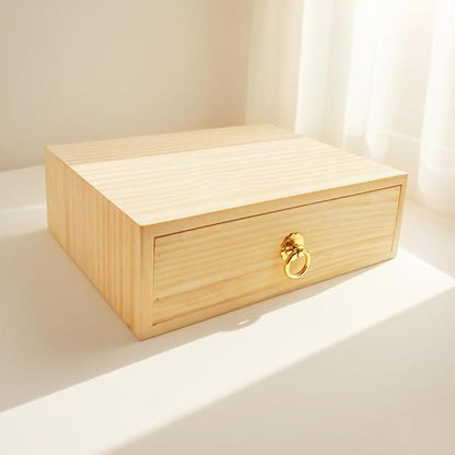 Natural Wooden Storage Box Desk Drawer Single Wood Cabinet Organizer Drawer - Image 2