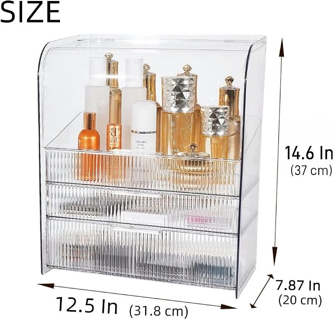 Makeup Storage Organizer Box Large Cosmetic Display Cases Dustproof and - Image 6