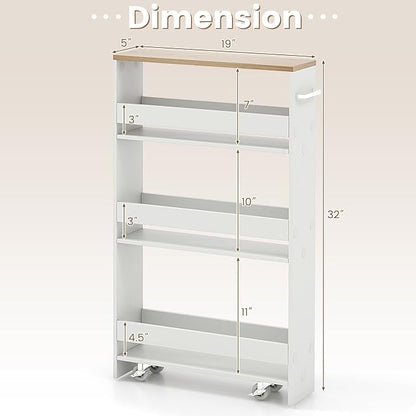 MAT EXPERT Slim Rolling Storage Cart, 4-Tier Freestanding Slim Storage Cart - Image 8
