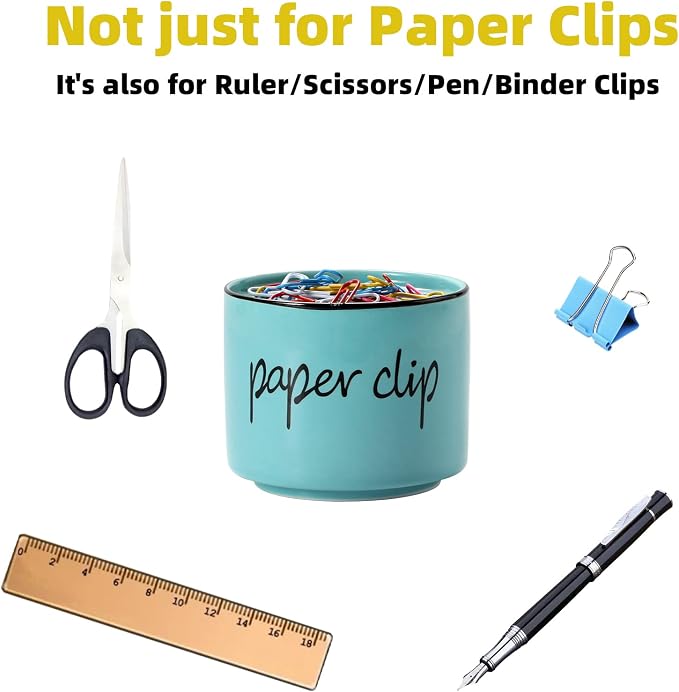 ONTUBE Farmhouse Paper Clip Holders, Ceramic Binder Clip Dispenser Organizer - Image 3