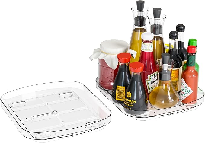 Yieach Clear Refrigerator Lazy Susan Turntable, 11.9''x10.2'', Square Fridge by Yieach