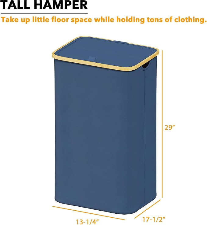 SpaceAid Laundry Hamper with Lid, 110L Large Tall Clothes Basket Bin with - Image 4