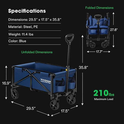 VIVOSUN Collapsible Folding Wagon, Outdoor Utility - Image 6