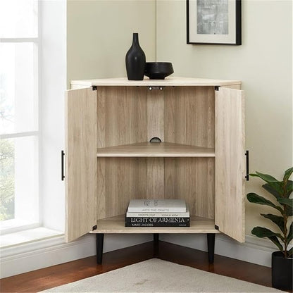 Walker Edison Saxon Mid-Century Modern 2-Door Corner Accent Cabinet 30 Inch - Image 5
