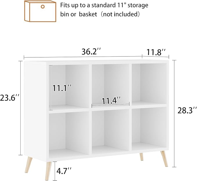 6 Cube Storage Organizer, Wood Bookcase - Image 3