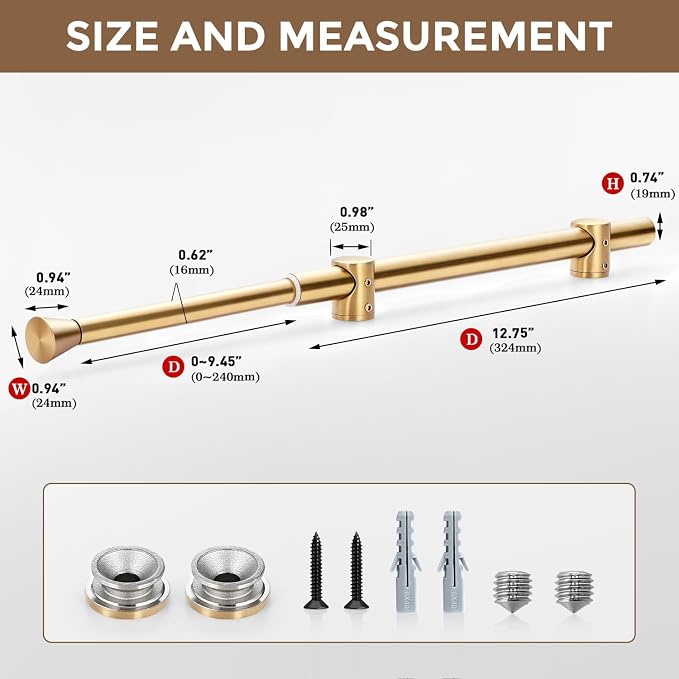 12" Valet Rod for Closet Pull Out, Heavy Duty Slide-Out Closet Rod for Hanging - Image 5