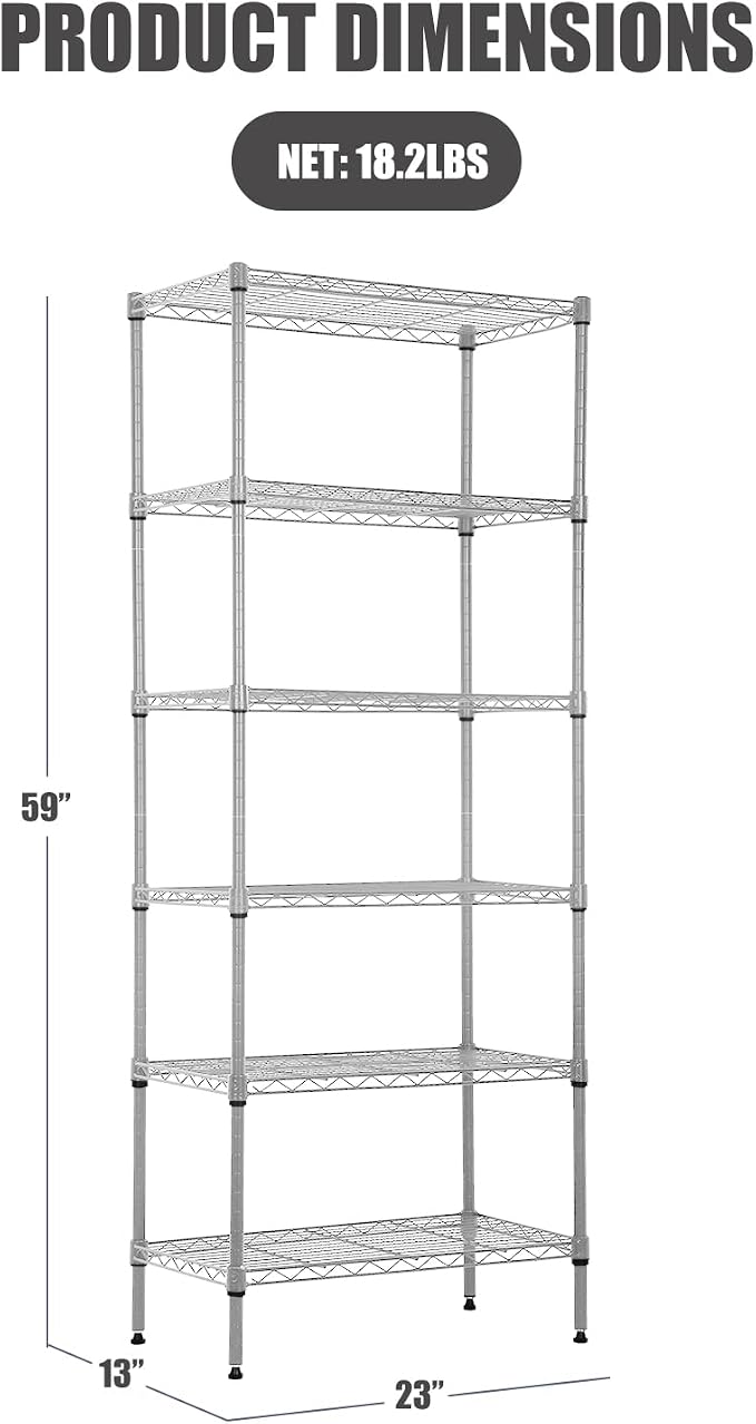 NChanmar 6-Tier Wire Shelving Unit Storage Shelves Metal Shelves 60"x23"x13" - Image 2