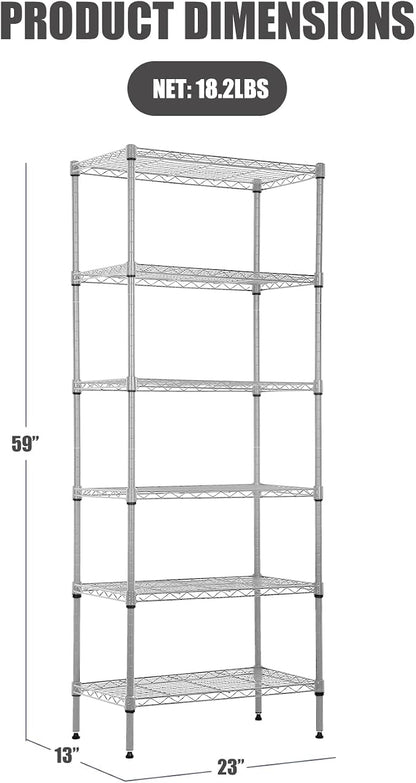 NChanmar 6-Tier Wire Shelving Unit Storage Shelves Metal Shelves 60"x23"x13" - Image 2