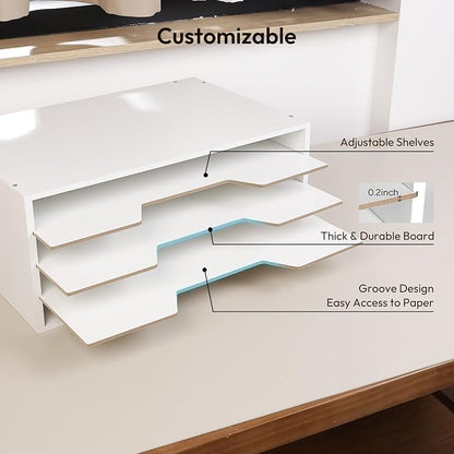 12x18 Construction Paper Organizer, 4-Tiers Paper Storage Shelf, Wooden Desk - Image 4