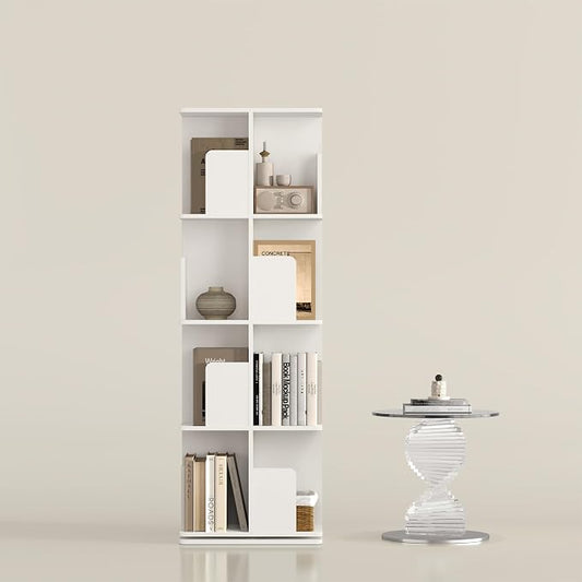 YOWOS VITRU Spin 360 Rotating Bookshelf Tower, Square Wood Spinning Bookcase by YOWOS
