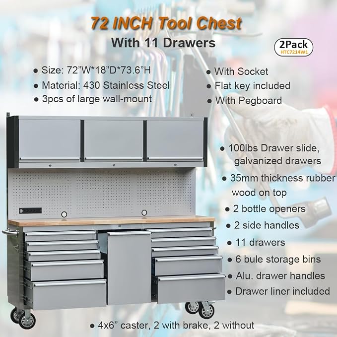 72 inch 11 Drawers Tool Chest - Image 3