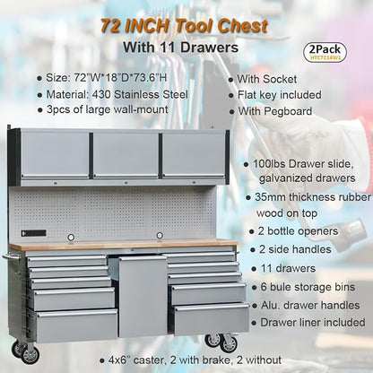 72 inch 11 Drawers Tool Chest - Image 3