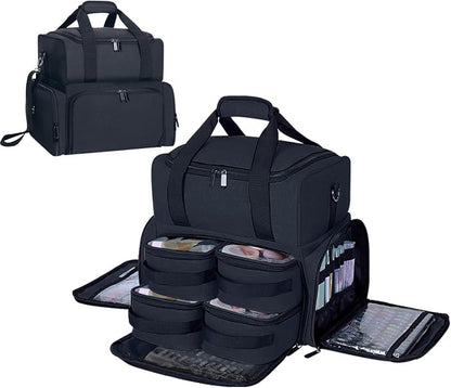 Large Cosmetic Bag with 4 Removable Case and 2 Removable Dividers Double Layer by UOZL