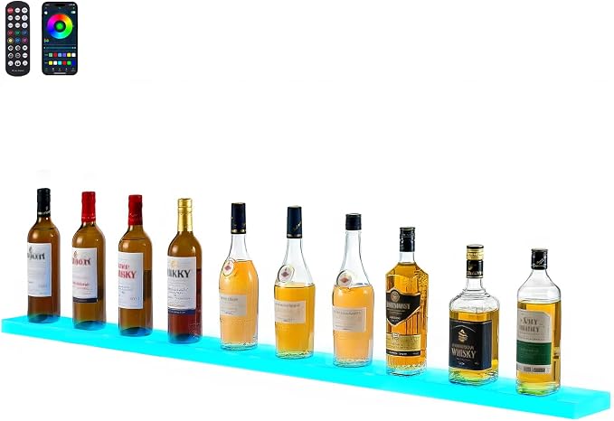 VEVOR LED Lighted Liquor Bottle Display, 1 Tier 60 Inches Whiskey Rack by VEVOR
