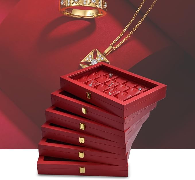 Oirlv Luxury Leather 24 Grid Jewelry Tray - Image 7