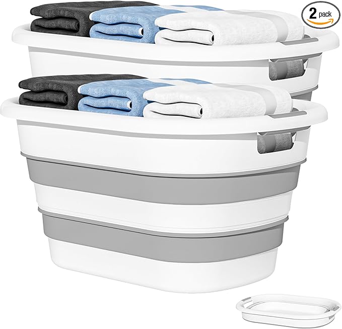 43L Collapsible Laundry Baskets Plastic, Pop Up Laundry hamper/Storage Container by OOAMBB