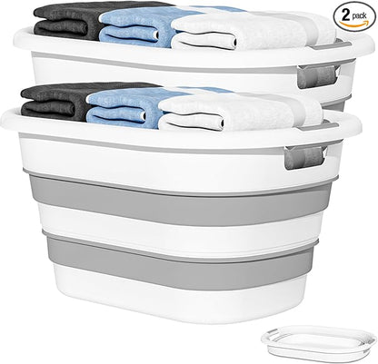 43L Collapsible Laundry Baskets Plastic, Pop Up Laundry hamper/Storage Container by OOAMBB