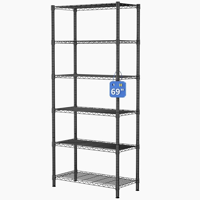 6 Tier Adjustable Storage Shelves, Heavy Duty Metal Utility Shelf 900LBS by Golpart
