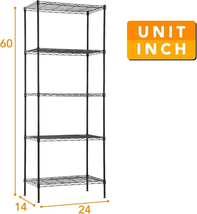 14" D×24" W×60" H Wire Shelving Unit Metal Commercial Shelf - Image 3
