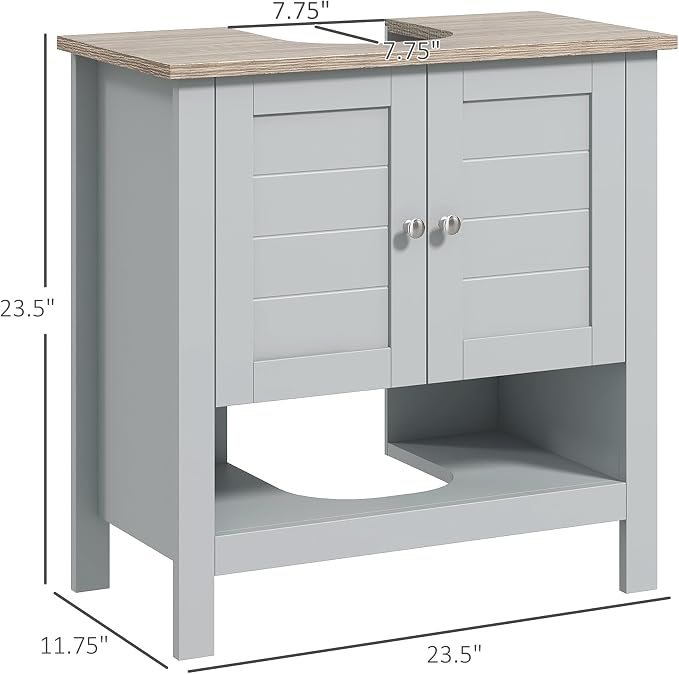 Kleankin Pedestal Sink Storage Cabinet, Under Sink Bathroom Vanity - Image 3