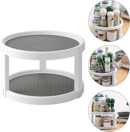 Garneck Rotating Spice Rack and Makeup Organizer Double Tier Kitchen Storage - Image 9