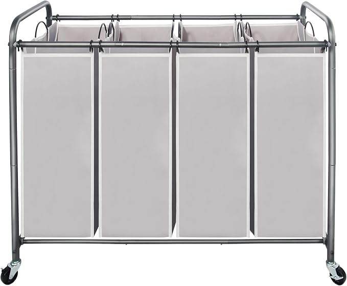 STO STO Laundry Sorter 4 Section, 4 Bag Laundry Hamper, Rolling Laundry Cart by STOSTO