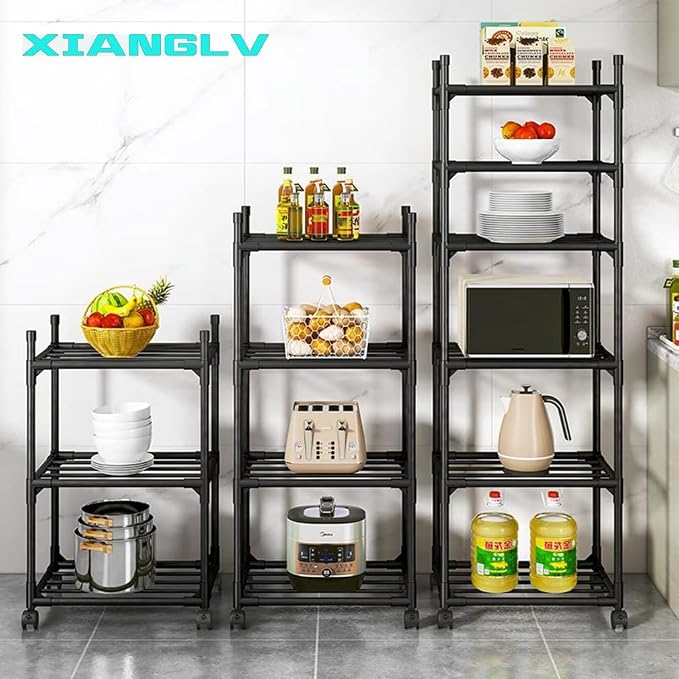 Black Shelving Unit, 6 Tier Tall Narrow Shelving Unit - Image 4