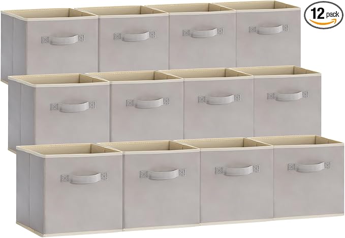 Lifewit Storage Cubes, 11 Inch Organizer Bins, 18L Light Gray, 12 Packs | by Lifewit