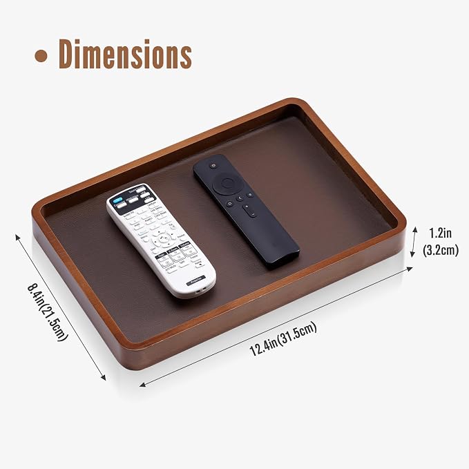 ProCase Wood Valet Tray for Men, Key Tray, Desk & Nightstand -DarkBrown | Wood - Image 6