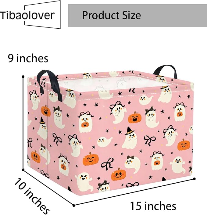 Halloween Basket Cute Baskets for Kids Pumpkin Basket Rectangular Storage Bin - Image 2