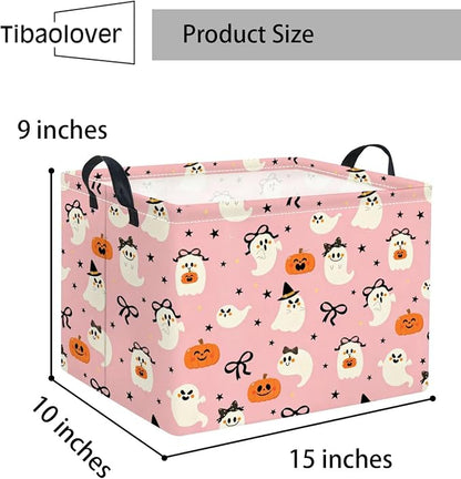 Halloween Basket Cute Baskets for Kids Pumpkin Basket Rectangular Storage Bin - Image 2