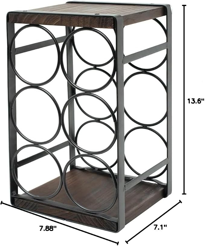 Rustic Wood Countertop Wine Rack 6 Bottles No Need Assembly Brown - Image 8