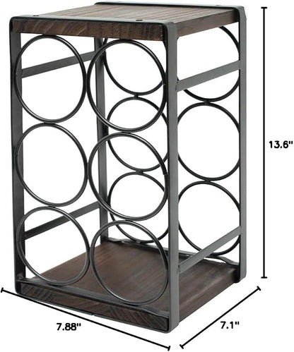 Rustic Wood Countertop Wine Rack 6 Bottles No Need Assembly Brown - Image 8