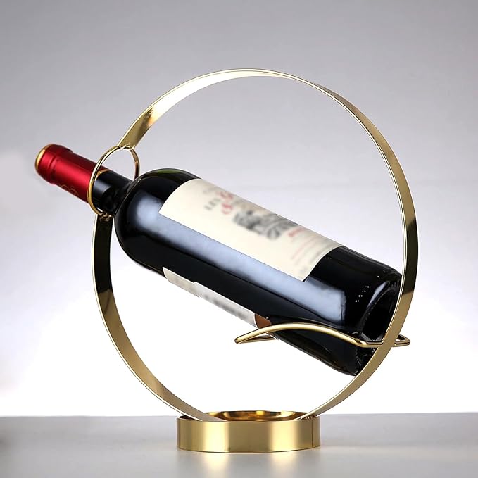 GeLive Gold Wine Bottle Holder Single Bottle Display Stand Freestanding Wine by GeLive