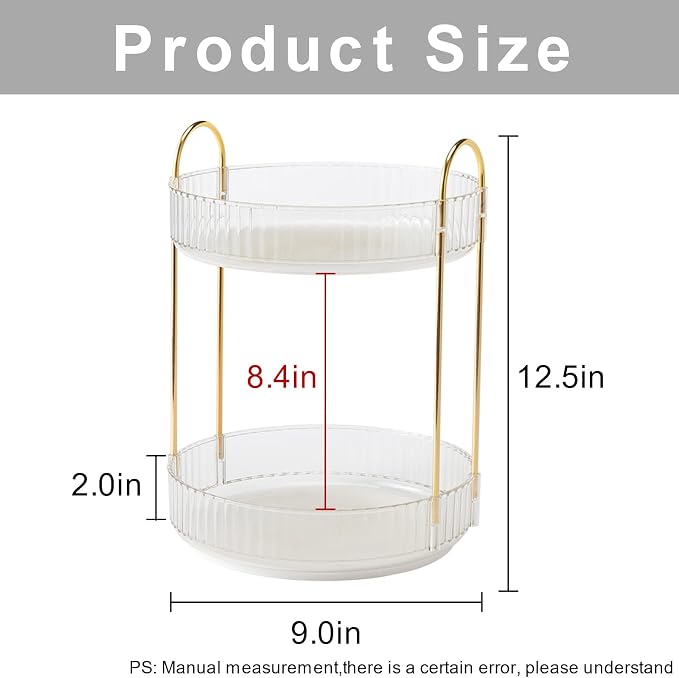 360° Rotating Makeup Organizer, Bathroom Make Up Spinning Holder Rack, Large - Image 3