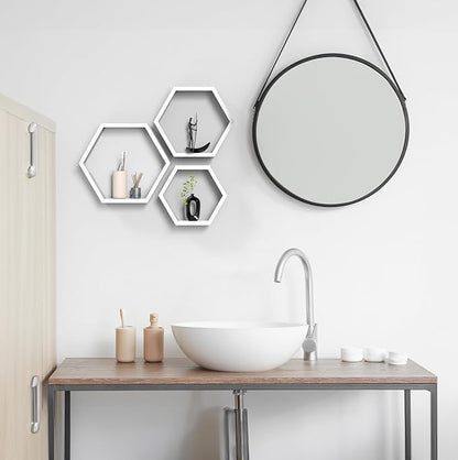 CADUKE Hexagon Floating Shelves Set of 3, Modern Honeycomb Floating Hanging - Image 8