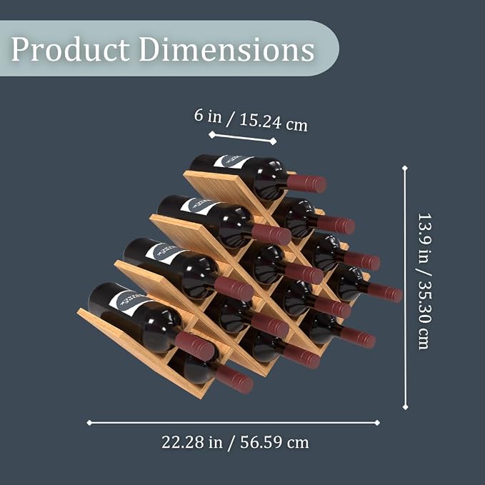 13 Bottle Bamboo Small Wine Rack - Image 3