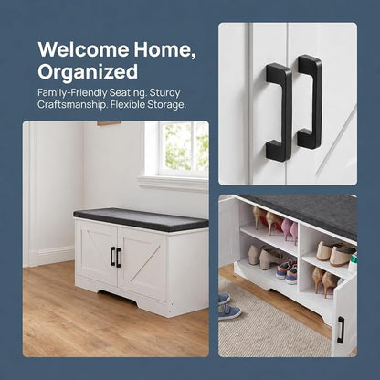 HOMSHO Farmhouse Shoe Storage Bench - Image 9