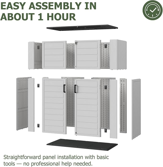 Aoxun 61 Cu.Ft Outdoor Storage Shed, Widened Outdoor Storage Cabinet Waterproof - Image 4