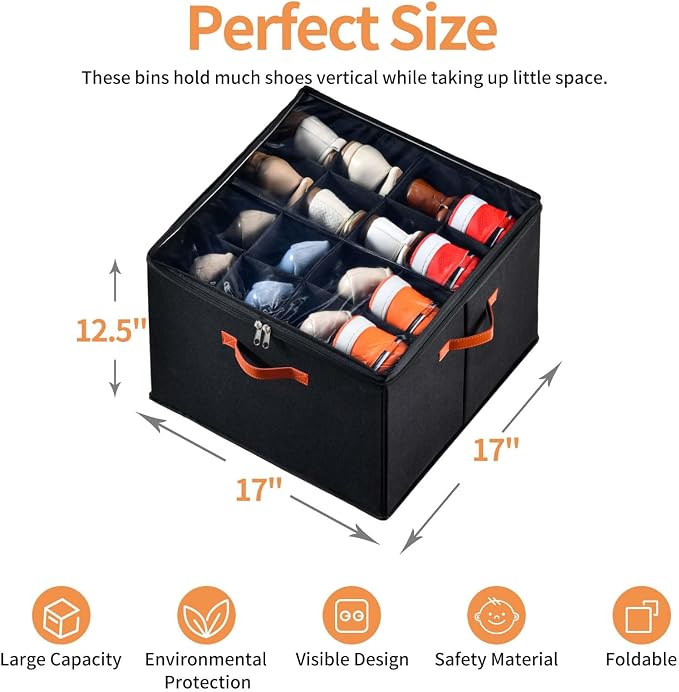 INSTY 2 Pack Shoe Organizer for Closet, Fits up to 32 Pairs, Adjustable - Image 2