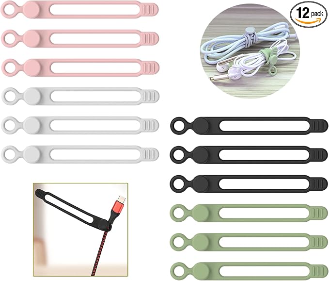 UMUST Silicone Cable Ties, Reusable Cable Management Organizer, Cord Tie by ELECTRONICACCESSORIES