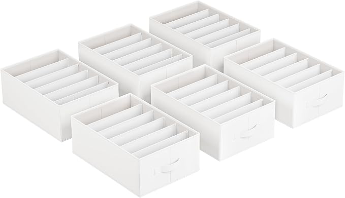 SONGMICS Set of 6 Large Size Wardrobe Clothes Organizers, 6-Compartment by SONGMICSbySONGMICSHOME