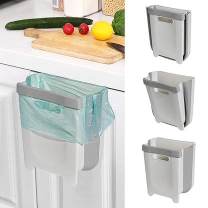 Hanging Collapsible Trash Can - 9L Wall Mounted Foldable Waste Bin by Unknown