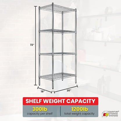 Quantum Storage Systems RWR72-1830LD Adjustable Wire Chrome 4 Shelves 72" H x - Image 3
