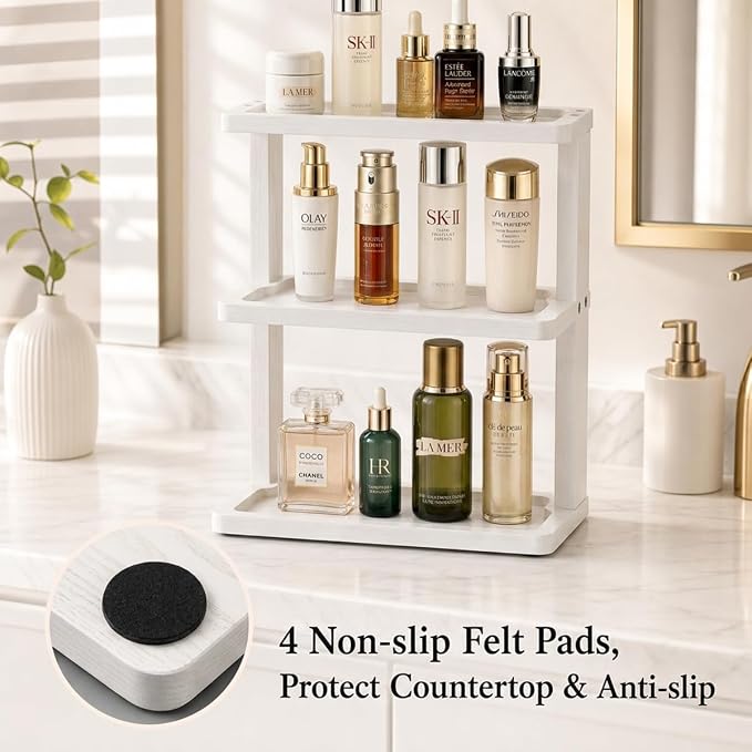 PEKER Bamboo Bathroom Organizer Countertop – Vanity Storage Shelf - Image 6