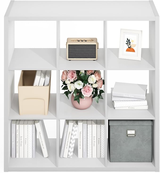 Furinno Simple Cube Storage Organizer, 9-Cube Display Shelf, Open Back Shelving - Image 6