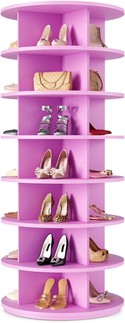 Rotating Shoe Rack 7 Tier Spinning Shoes Organizer Tower by BRFOYU