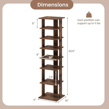 Tangkula 8-Tier Vertical Shoe Rack, Space-Saving Corner Shoe Organizer - Image 2
