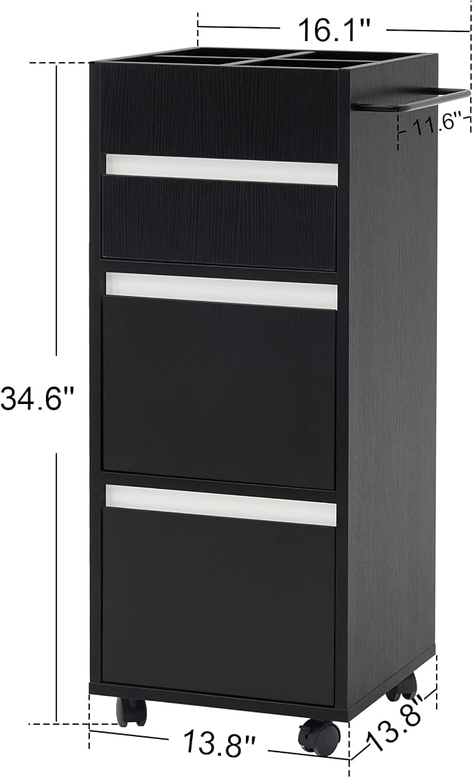 BarberPub Salon Trolley with Drawers Barber Cart Storage Cabinet Beauty - Image 8